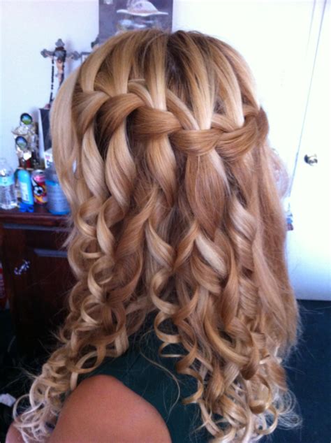 Hair Curly Prom Waterfall Braid Rubb Some Dirt On It