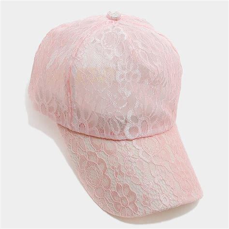Pink Floral Lace Baseball Cap One Size Fits All By 3storesdown