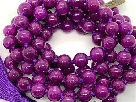 Mala Bead Necklace 108 Prayer Bead Necklace Purple Jade 108 Etsy