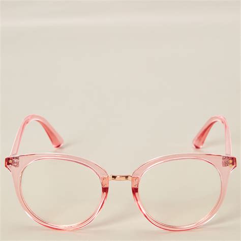 Clear Pink Round Fake Glasses Icing Us