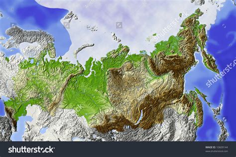 Russia Shaded Relief Map Of Russian Federation With Rivers Major