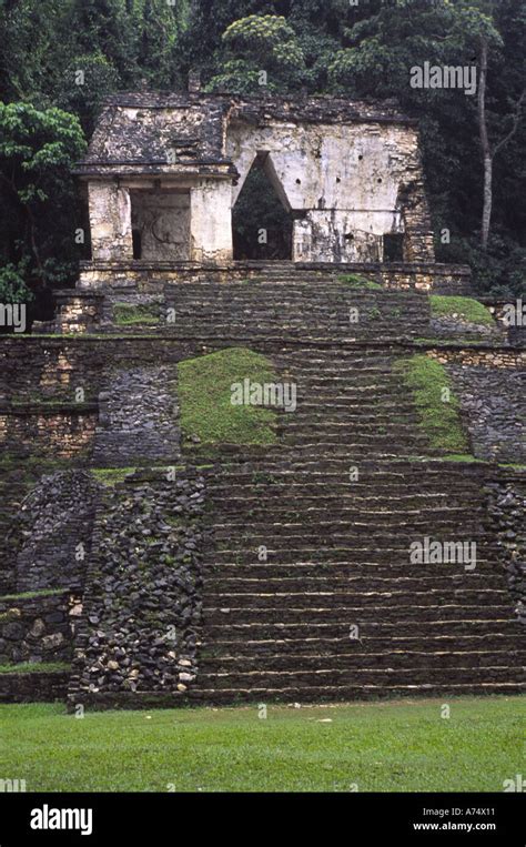 Palenque Chiapas México Ruinas De Templos Mayas En La Zona