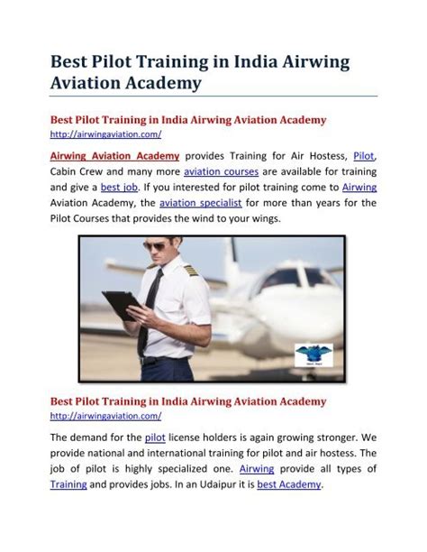 Best Pilot Training In India Airwing Aviation Academy