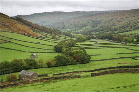 Farmland In The Valley Yorkshire Dales England Stock Photo Dissolve