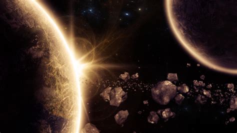 Wallpaper Planet Asteroids Glow Space 3d Hd Widescreen High