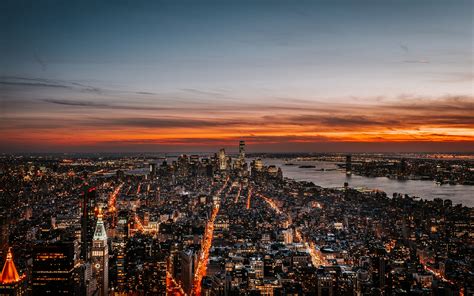 Download Wallpaper 3840x2400 New York Night City Skyline Sky Dusk Sunset 4k Ultra Hd 1610