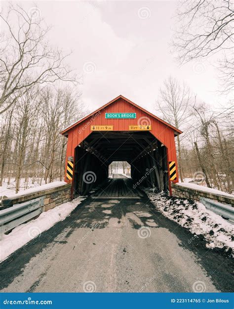 A Covered Bridge With Snow Books Bridge Perry County Pennsylvania