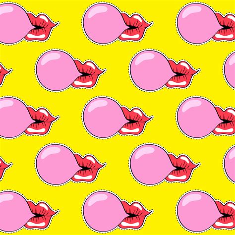 Lips Blowing Pink Bubble Gum Background 691480 Vector Art At Vecteezy