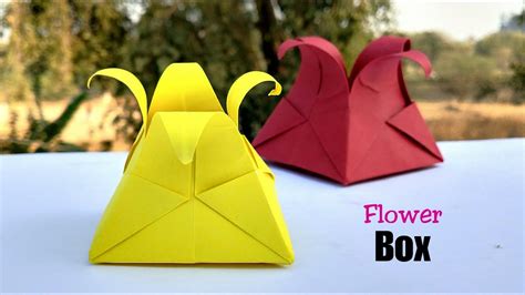 Diy Paper Flower Box Origami Flower Box Paper Craft Youtube