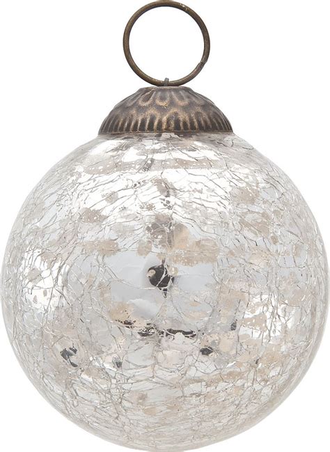 3 Gold Lana Mercury Crackle Ball Glass Ornament Christmas Tree