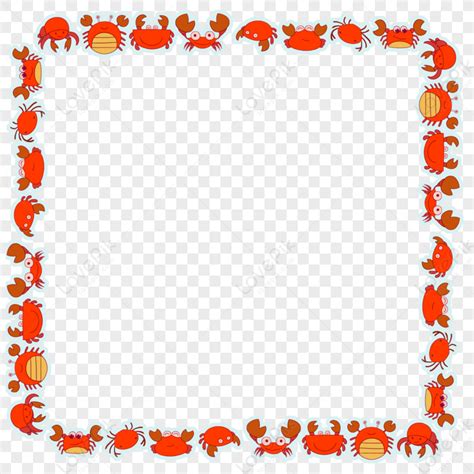 Crab Border Decorative Orange Decorative Frame Decorative Lines Png