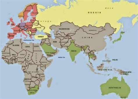 Mapa De Color De Asia Y Europa