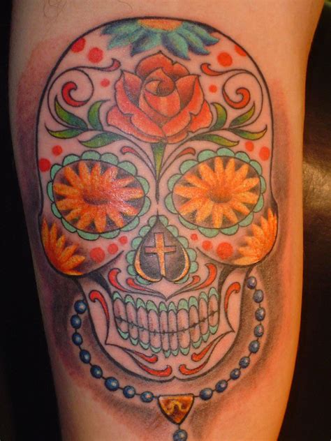 Dia de los muertos and sugar skull tattoos. sugar skull back tattoo | Sun Flower Sugar Skull Tattoo Pictures at Checkoutmyink.com (With ...