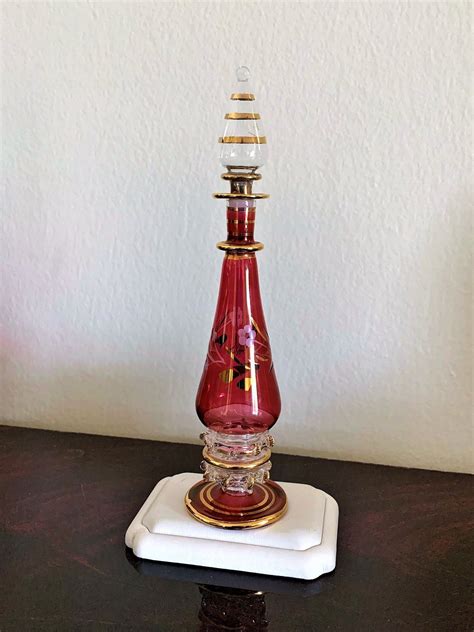 Vintage Egyptian Hand Made Blown Glass Perfume Bottle Etsy Glass