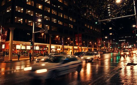 Urban Car Street Night Motion Blur Wallpapers Hd Desktop And