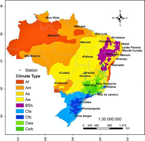 Brazilian Climatic Zones And Location Of Cities Meteorological
