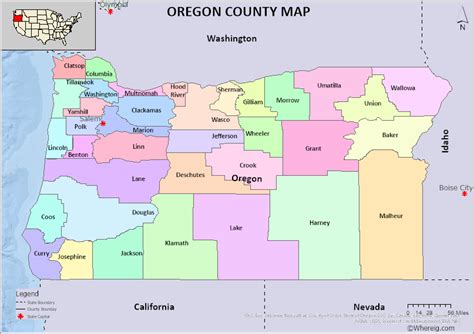 Oregon County Map List Of Counties In Oregon With Seats