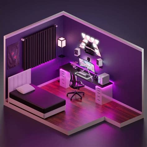 Gaming Room 3d Model In 2021 Bedroom Setup Game Room Layout Small