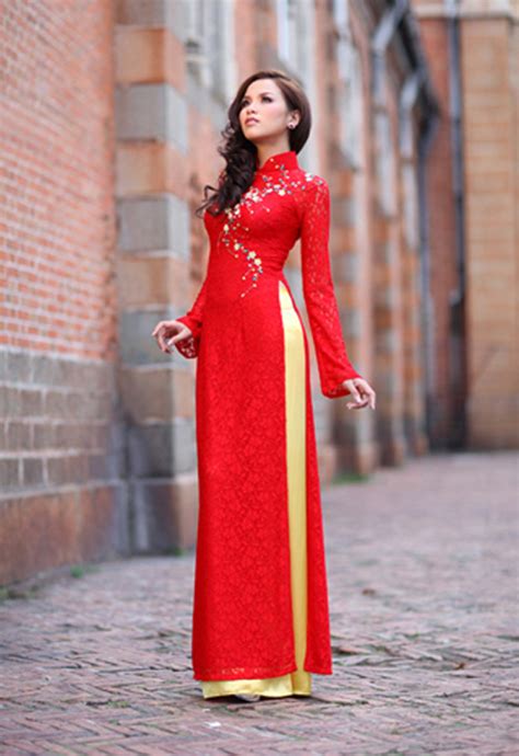 Ao Dai Vietnamese Traditional Dress In Red Ubicaciondepersonascdmx