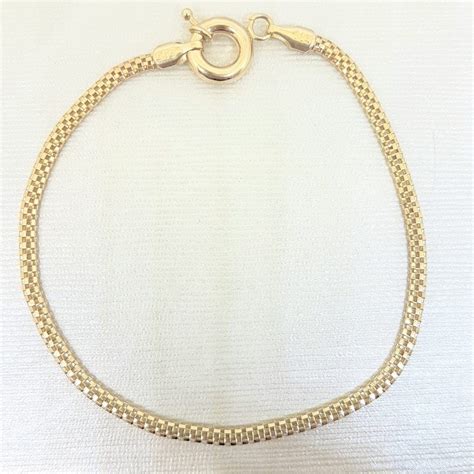 14k Gold Herringbone Chain Bracelet For Women