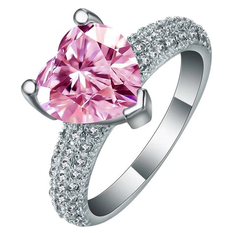 Venta Al Por Mayor Anillos De Compromiso Con Diamante Rosa Corazon Compre Online Los Mejores