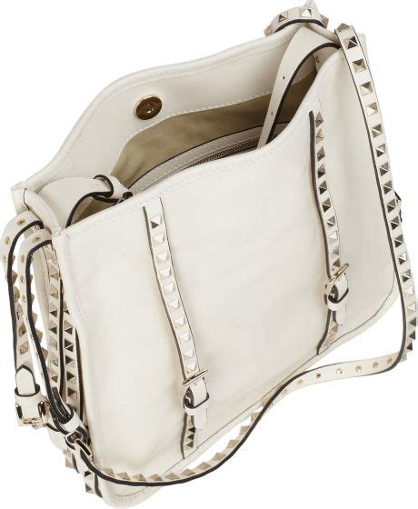 Valentino Studded Leather Shoulder Bag In White Lyst