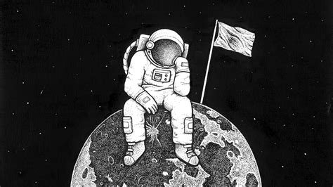 Wallpaper Astronaut Space Drawing Artwork Monochrome Planet