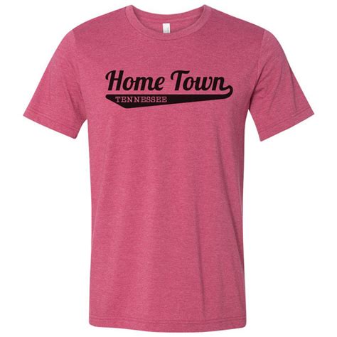 Adult Baseball Font T Shirt Customized With Your Home Town Tennessee
