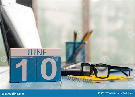 June 10th Day 10 Of Month Wooden Color Calendar On Office Background