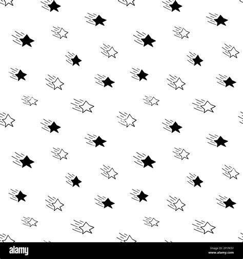 Star Seamless Pattern Black And White Hand Drawn Astral Doodle Digital