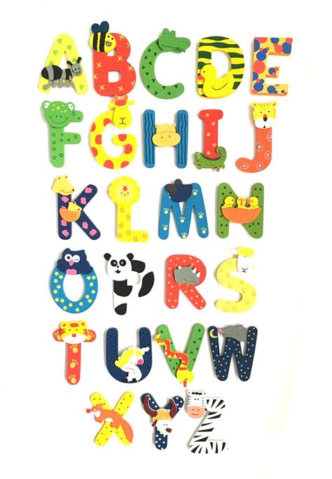 Fun Colorful Animal Wooden Alphabet Letters Personalised Name T Set