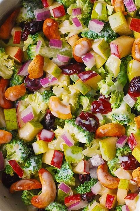 It's simultaneously crispy, creamy, sweet and savory. Broccoli Cashew Salad with Apple, Pear and Cranberries ...