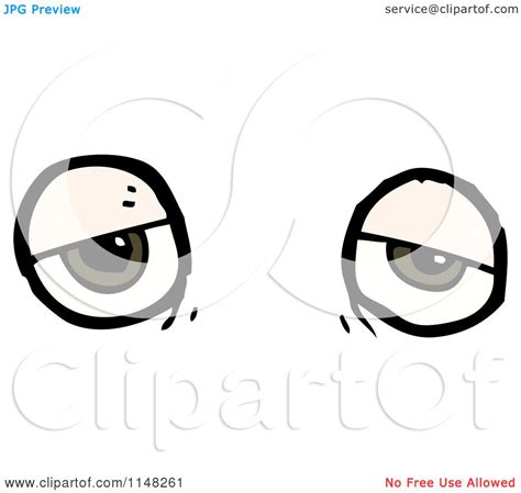 Cartoon Of A Pair Of Tired Eyes Royalty Free Vector Clipart By