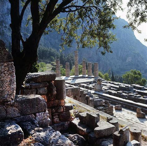 temple of apollo fourth century bc and the pleistus valley delphi greece