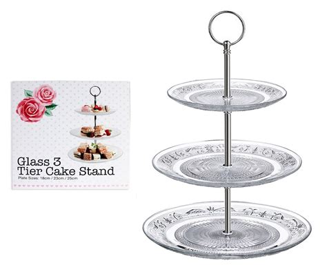 Large 3 tier pink mirror acrylic circle cake stand 20cm 25cm 30cm overall height 32cm. 3 Tier Glass Cake Stand Afternoon Tea Wedding Plates Party ...