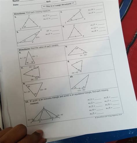 Similar triangles | homework 2: Unit 6 Relationships In Triangles Gina Wision - 4 Geometry Curriculum All Things Algebra ...