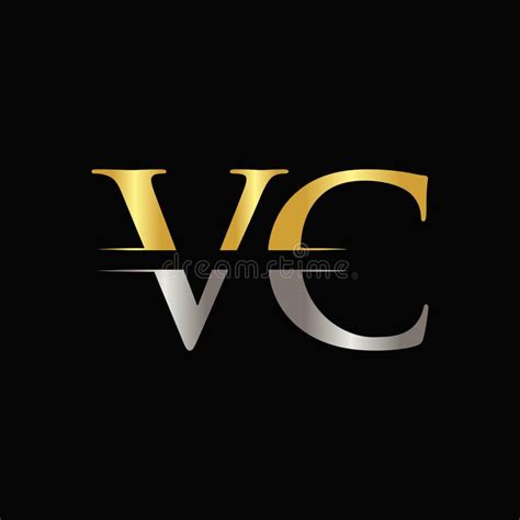 Creative Letter Vc Logo Vector Template With Gold And Silver Color Vc