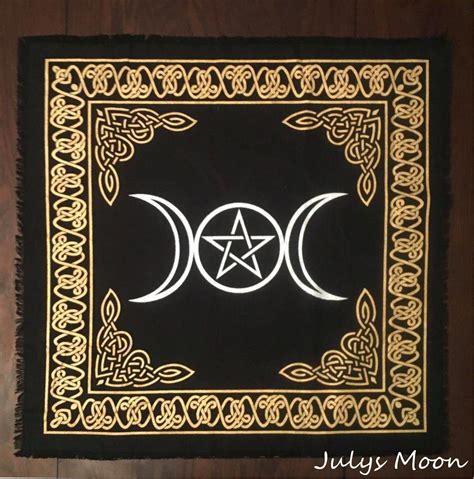 Triple Moon Pentacle Altar Cloth Goddess Altar Cloth Tarot Cloth