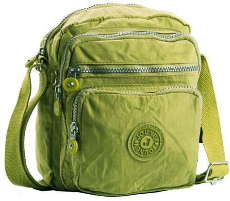 Big Handbag Shop Mini Fabric Multi Zip Pockets Messenger Cross Body