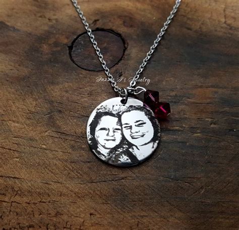 Engraved Photo Necklace Picture Necklace Photo Engraved Etsy