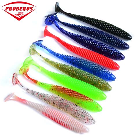 10pcs Silicone Worm Bait Fishing Lure 85mm 2 4g T Tail Soft Spiral Grub