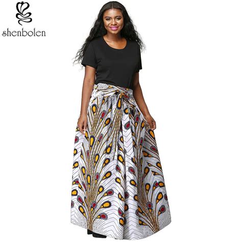 2017 Women African Print Long Skirt Ankara Skirt Dashiki High Waist A