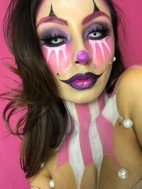 Pink And Purple Halloween Clown Fancy Dress Make Up Halloween Makeup Clown Halloween Makeup