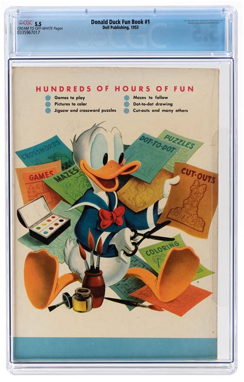 Hakes Donald Duck Fun Book 1 1953 Cgc 55 Fine