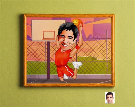 Personalized Basketball Caricature Drawing Cartoon From Photo Custom