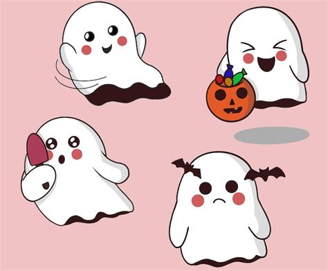 Premium Vector Cartoon Cute Ghost Illustration Pack In Illustration Pack