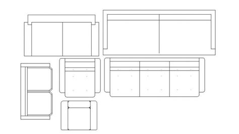 Multiple Sofa Sets Blocks 2d Elevations Cad Drawing Details Dwg File