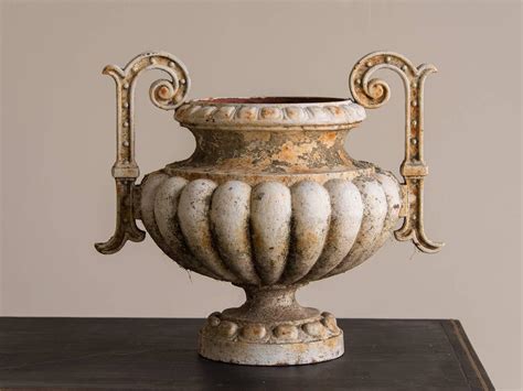 Pair Of Antique French Painted Iron Garden Urns Circa At Stdibs