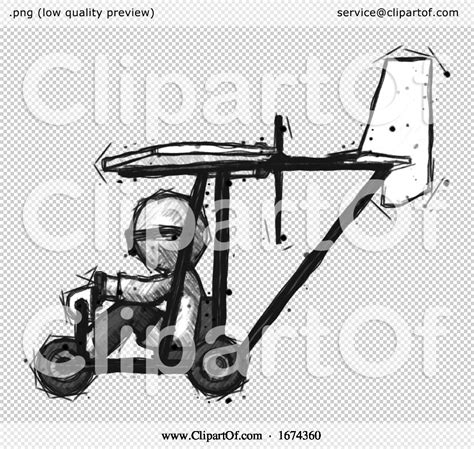 Sketch Doctor Scientist Man In Ultralight Aircraft Side View By Leo