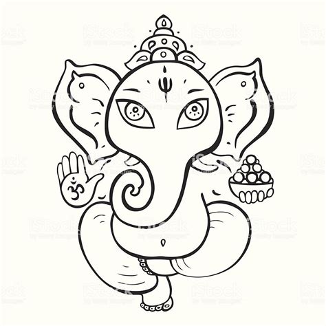 Hindu God Ganesha Vector Hand Drawn Illustration Como Desenhar Mãos